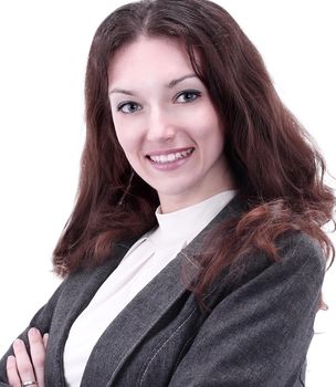 closeup portrait of a successful business woman.isolated on white.photo with copy space