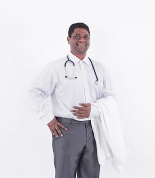 in full growth.portrait of a confident therapist.isolated on white background