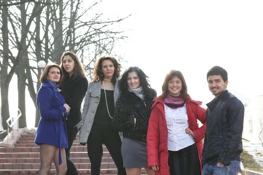 closeup. the group of students standing on the street