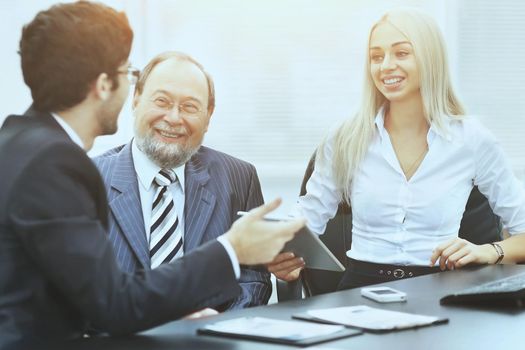 the business team works with the financial documents in the office