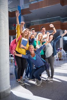 happy students group  study in classroom