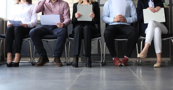 Stressful people waiting for job interview