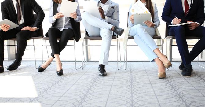 Stressful people waiting for job interview