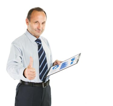 closeup -investor with the financial schedule . isolated on white with empty space for your text