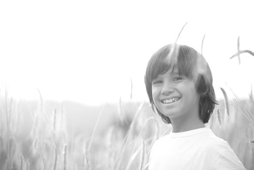 Kid at wheat field