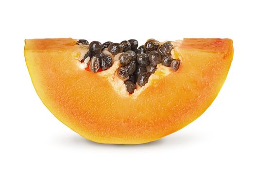 Small piece of ripe papaya isolated on white background