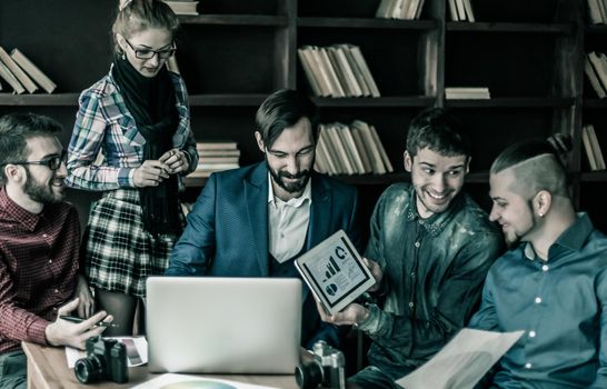 business team discussing a new advertising project of the company in a modern office