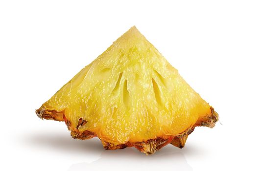 Single pineapple slice isolated on a white background