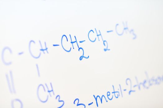 abstract science and  chemical molecule structure on white board in school classroom background