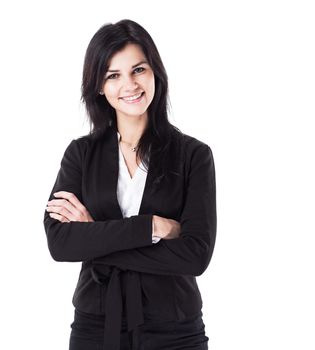 Young, attractive, successful business woman looking confidently at the camera