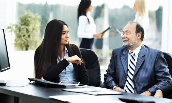 business team works with the financial documents in the office