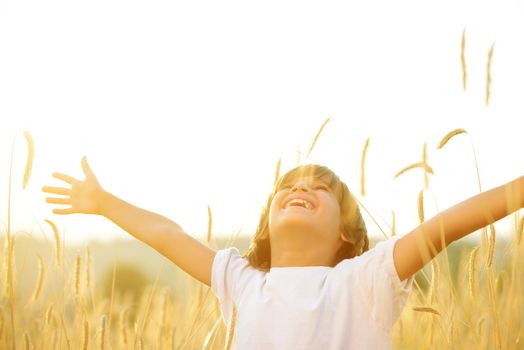 Kid at wheat field