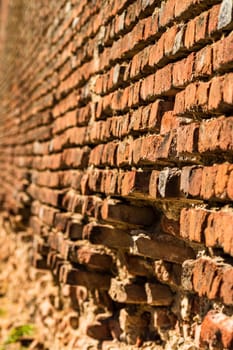 Old brick walls. Abstract texture of red brick wall