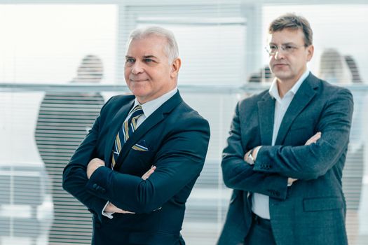 close up. business colleagues standing in the office. business people