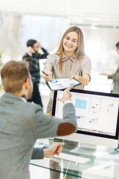 specialist of Finance and Manager of the company working with financial charts in the company's profit.the photo has a empty space for your text.