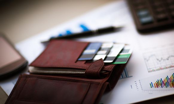 leather wallet with credit and discount cards