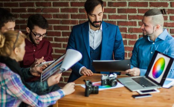 professional business team discussing new project workplace in a modern office.