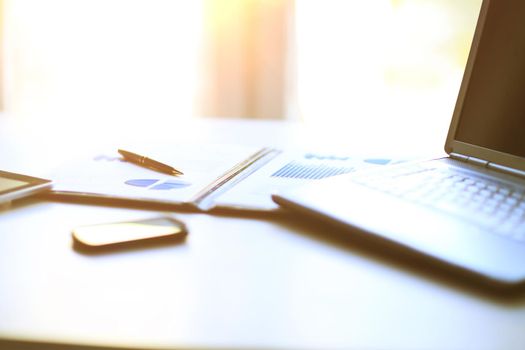 Analysis of graphics and calculations on a laptop with documents office