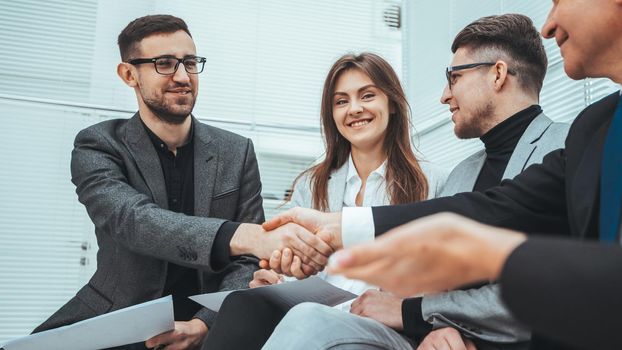 business partners shaking hands. photo with copy-space