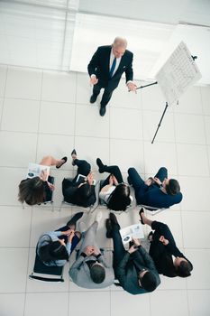 top view. group of business people at a presentation in the conference room