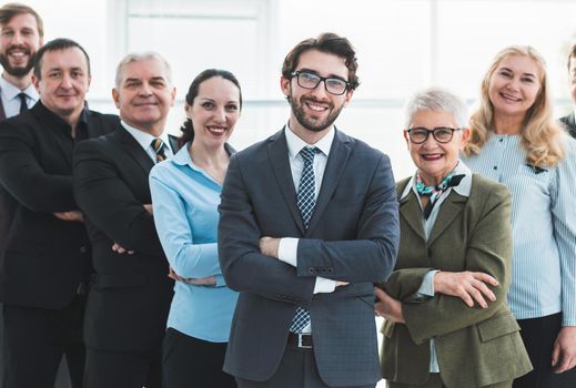 large group of professional employees of the company standing together. photo with copy-space