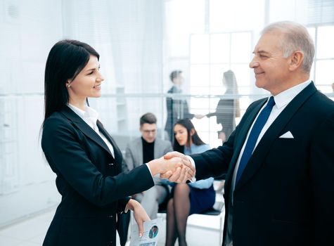 business partners greeting each other with a handshake. concept of cooperation