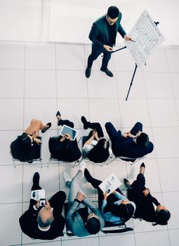 top view. businessman and business team at a working meeting