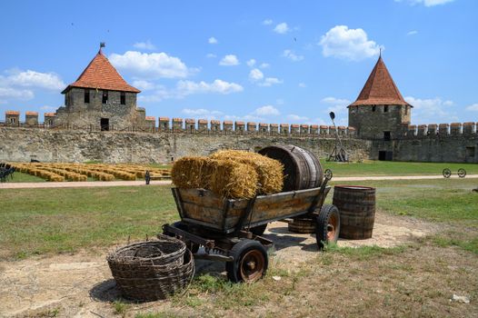 Interior view of medieval Turkish and Russian Bender fortress on Dniester river in Tighina or Bendery, Transnistria, Moldova