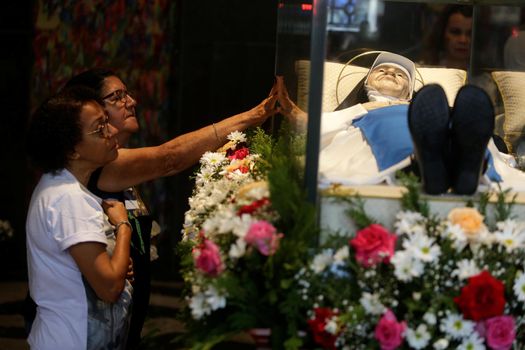 salvador, bahia, brazil - october 13, 2019: Returnees of the Santa Dulce dos Pobres nun visit the saint's tomb in the city of Salvador.