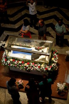 salvador, bahia, brazil - october 13, 2019: Returnees of the Santa Dulce dos Pobres nun visit the saint's tomb in the city of Salvador.