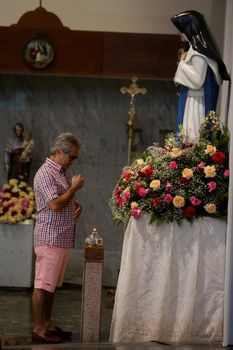 salvador, bahia, brazil - october 13, 2019: return of the nun Santa Dulce dos Pobres seen with the sculpture of the saint in the sanctuary in the city of Salvador.