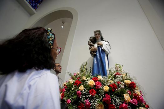 salvador, bahia, brazil - october 13, 2019: return of the nun Santa Dulce dos Pobres seen with the sculpture of the saint in the sanctuary in the city of Salvador.