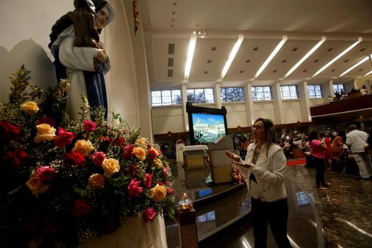 salvador, bahia, brazil - october 13, 2019: return of the nun Santa Dulce dos Pobres seen with the sculpture of the saint in the sanctuary in the city of Salvador.