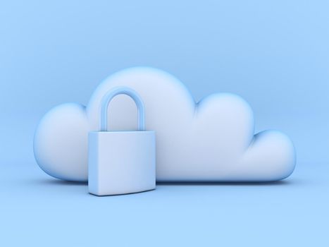 Cloud concept of saved passwords 3D rendering illustration isolated on blue background