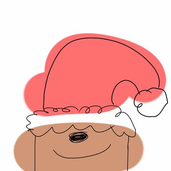 simple cartoon happy Christmas bear on the white background