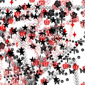 Abstract grunge pattern in red and black colors. repeated backdrop for girl, sport and fashion textile, clothes, wrapping paper.