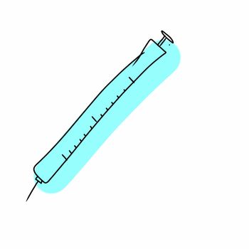 simple cartoon Realistic Cute Syringe Icon on White Background . Isolated