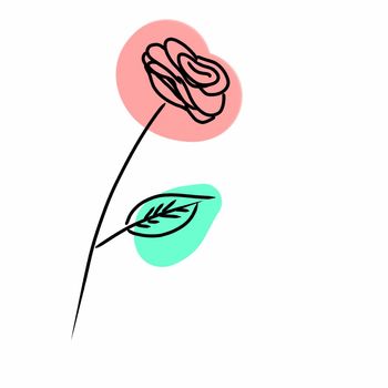 simple cartoon rose illustration on white background only