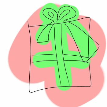 Simple Cartoon Gift Box on white background