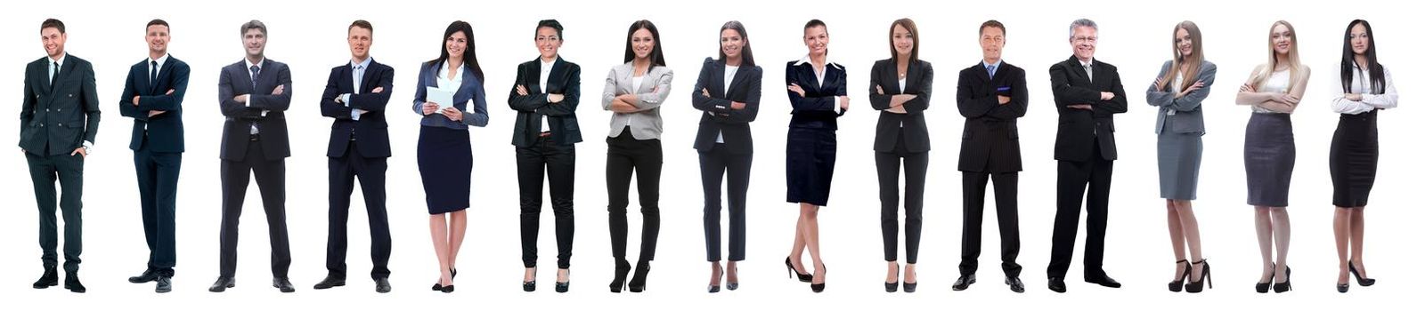 Group of smiling business people. Isolated over white background