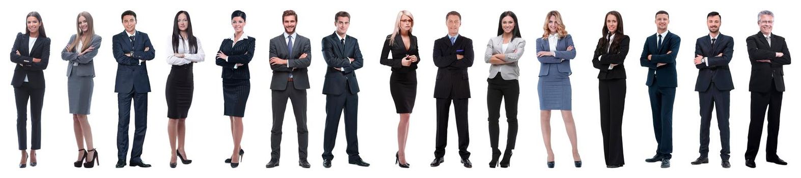 Group of smiling business people. Isolated over white background