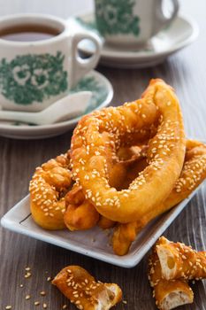 Horse Shoe Fritters, also known as Ma Geok or Butterfly, a popular fried food among Chinese