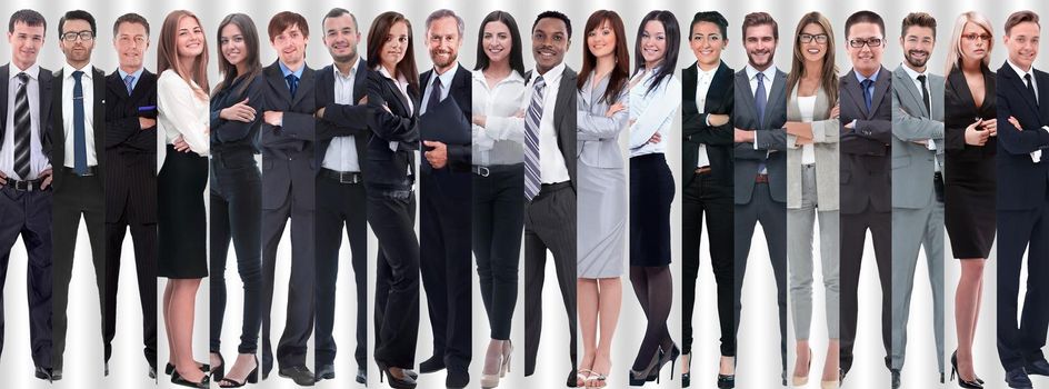 panoramic collage of groups of successful employees. the concept of teamwork