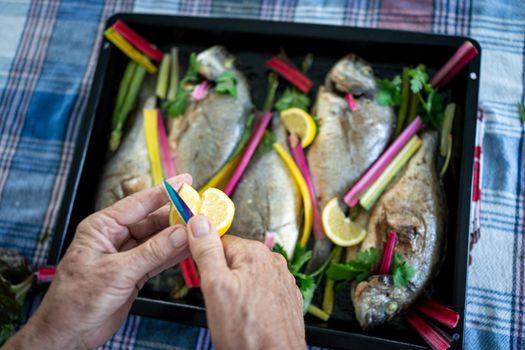 Preparing delicious food at home close up