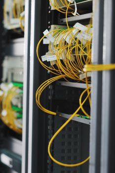 internet network server room with computers racks and digital receiver for digital tv