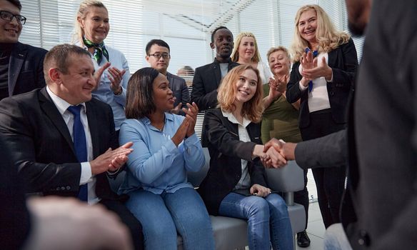 International business partners have introductionary handshake. International business concept