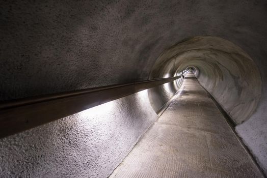 Long underground tunnel for pedestrians and cyclists