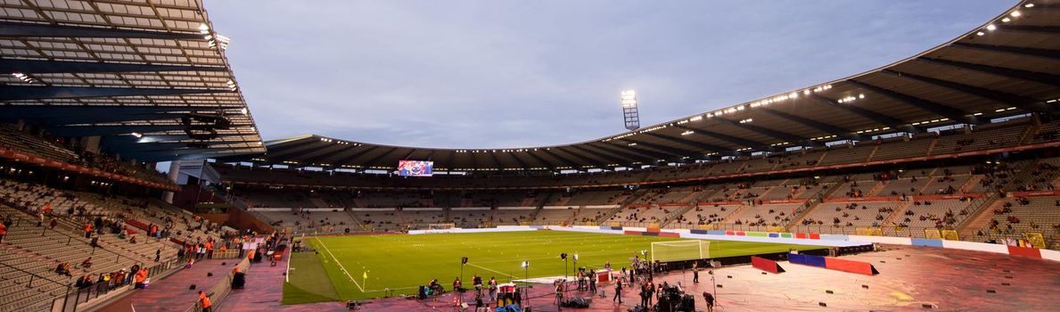 a professional footbal soccerl stadium before the start of the match