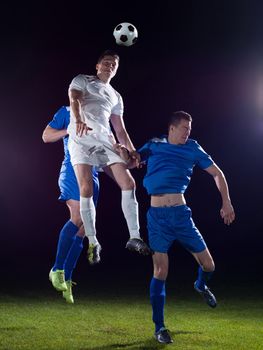 soccer football team  player game duel isolated on black background