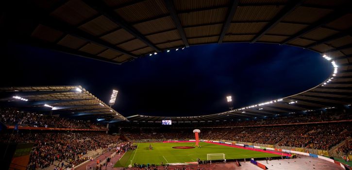 a professional footbal soccerl stadium before the start of the match